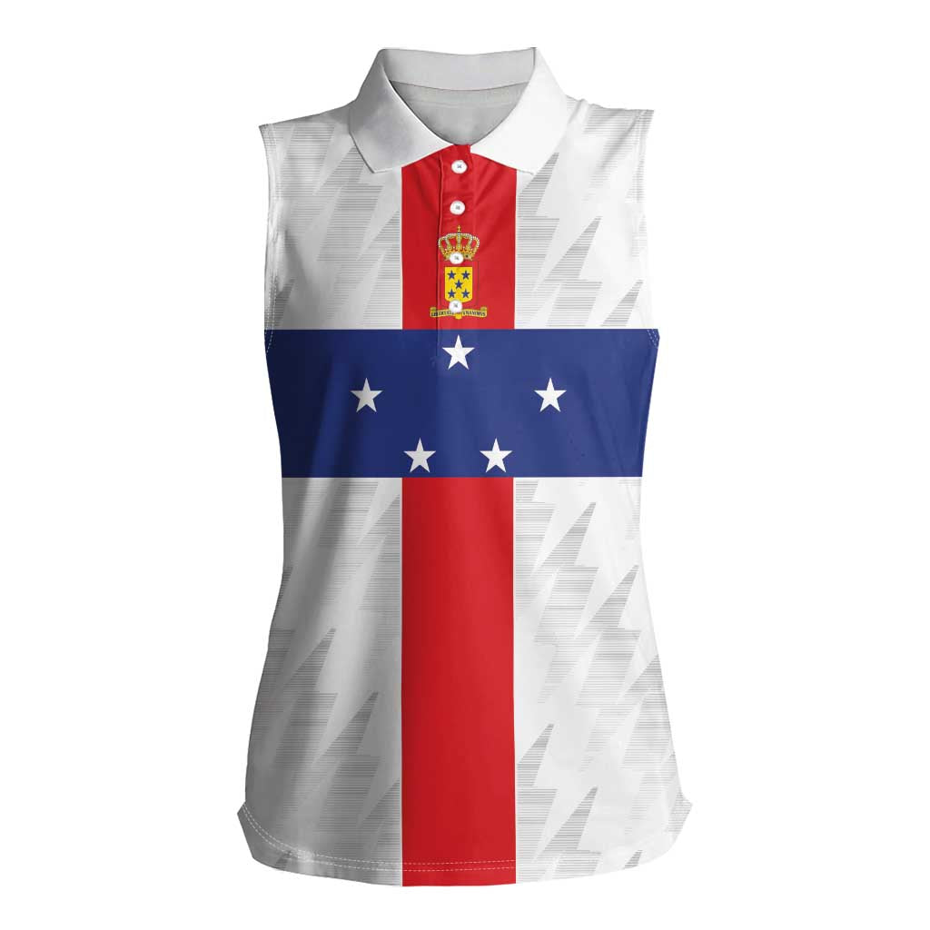 Personalized Nederlandse Antillen 1986-2010 Women Sleeveless Polo Shirt Simple Flag Style - Wonder Print Shop