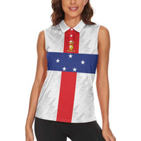 Personalized Nederlandse Antillen 1986-2010 Women Sleeveless Polo Shirt Simple Flag Style - Wonder Print Shop