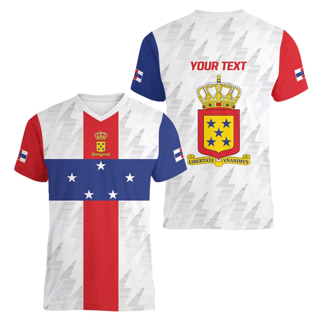 Personalized Nederlandse Antillen 1986-2010 Women V-Neck T-Shirt Simple Flag Style - Wonder Print Shop