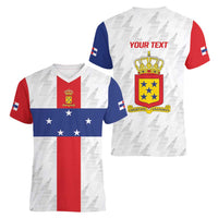 Personalized Nederlandse Antillen 1986-2010 Women V-Neck T-Shirt Simple Flag Style - Wonder Print Shop