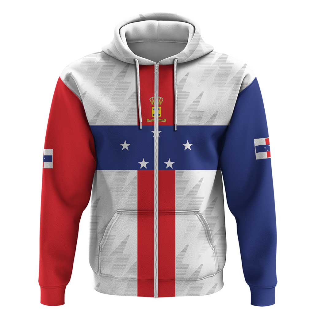 Personalized Nederlandse Antillen 1986-2010 Zip Hoodie Simple Flag Style - Wonder Print Shop
