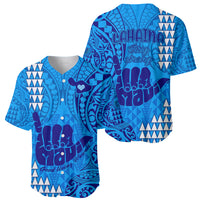 Strong Maui Baseball Jersey Good Living Hawaii with Shaka Sign Kakau Tribal Blue LT9 - Wonder Print Shop