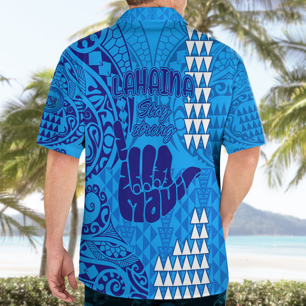 Strong Maui Hawaiian Shirt Good Living Hawaii with Shaka Sign Kakau Tribal Blue - Wonder Print Shop