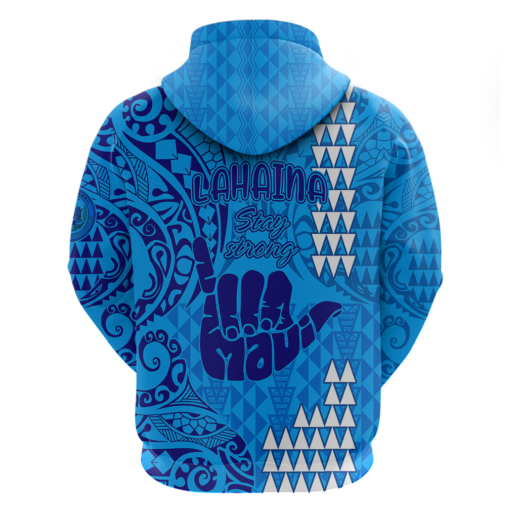 Strong Maui Hoodie Good Living Hawaii with Shaka Sign Kakau Tribal Blue - Wonder Print Shop
