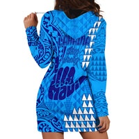 Strong Maui Hoodie Dress Good Living Hawaii with Shaka Sign Kakau Tribal Blue - Wonder Print Shop