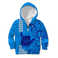 Strong Maui Kid Hoodie Good Living Hawaii with Shaka Sign Kakau Tribal Blue - Wonder Print Shop