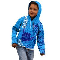 Strong Maui Kid Hoodie Good Living Hawaii with Shaka Sign Kakau Tribal Blue - Wonder Print Shop