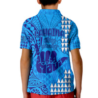 Strong Maui Kid Polo Shirt Good Living Hawaii with Shaka Sign Kakau Tribal Blue - Wonder Print Shop