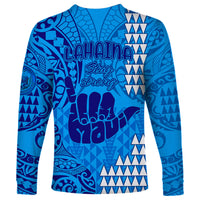 Strong Maui Long Sleeve Shirt Good Living Hawaii with Shaka Sign Kakau Tribal Blue - Wonder Print Shop