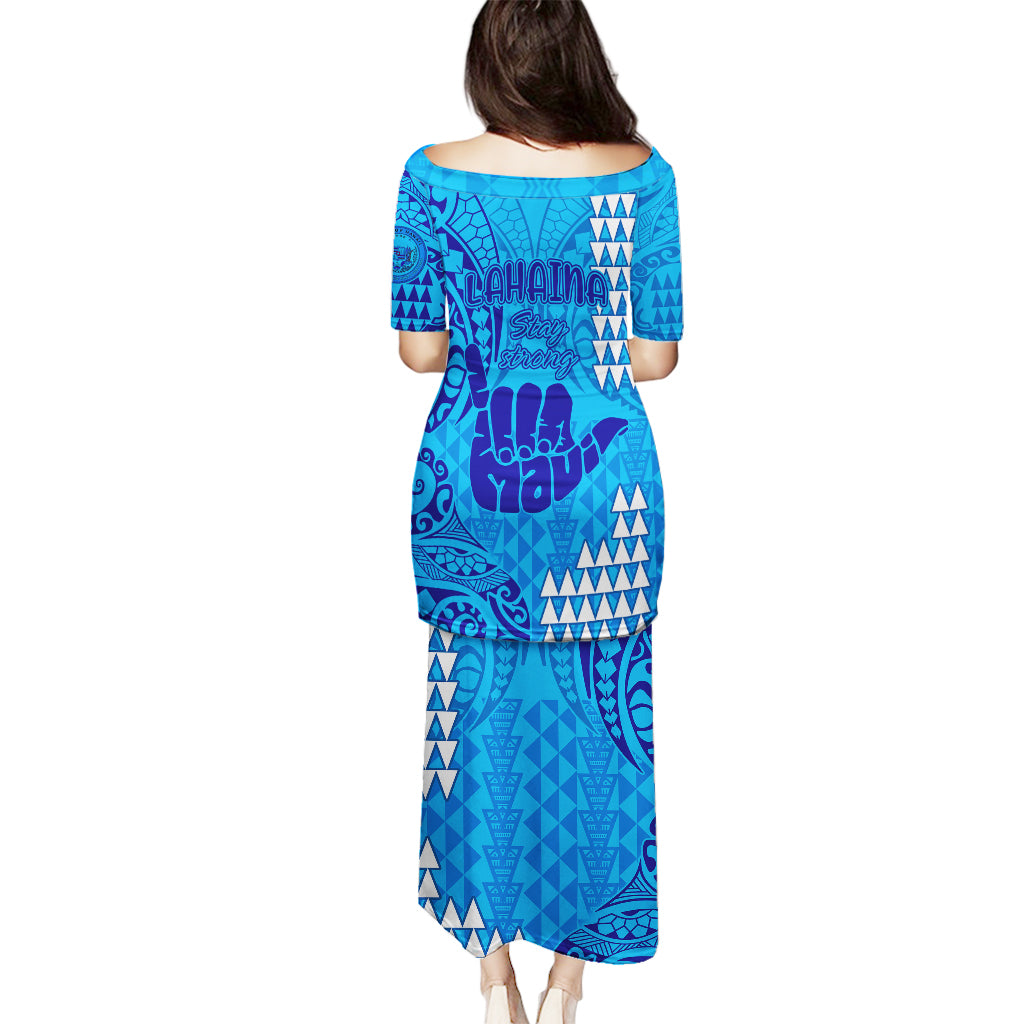 Strong Maui Puletasi Good Living Hawaii with Shaka Sign Kakau Tribal Blue - Wonder Print Shop