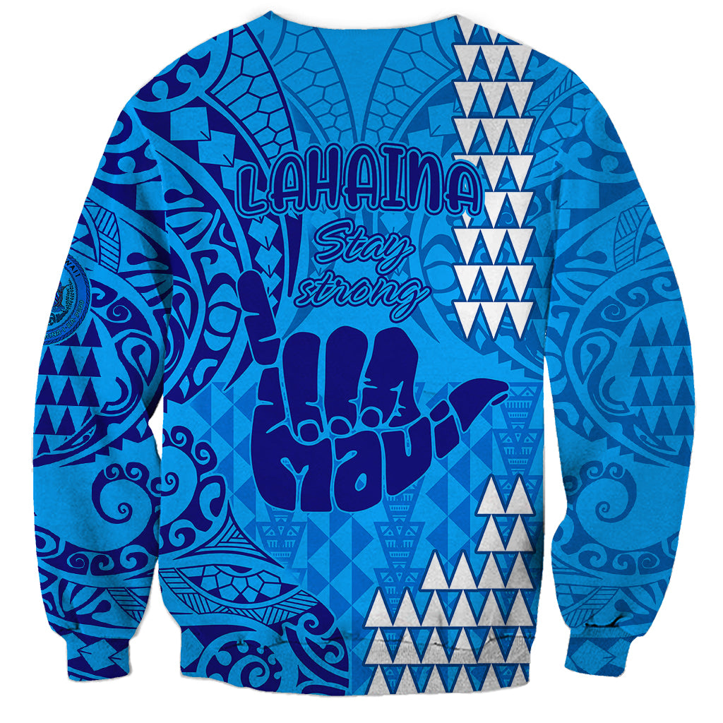 Strong Maui Sweatshirt Good Living Hawaii with Shaka Sign Kakau Tribal Blue - Wonder Print Shop