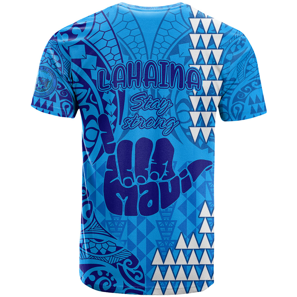 Strong Maui T Shirt Good Living Hawaii with Shaka Sign Kakau Tribal Blue - Wonder Print Shop
