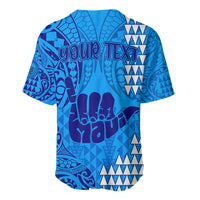 Personalised Strong Maui Baseball Jersey Good Living Hawaii with Shaka Sign Kakau Tribal Blue LT9 - Wonder Print Shop
