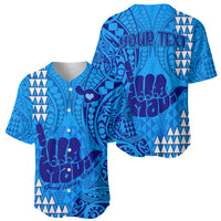 Personalised Strong Maui Baseball Jersey Good Living Hawaii with Shaka Sign Kakau Tribal Blue LT9 - Wonder Print Shop