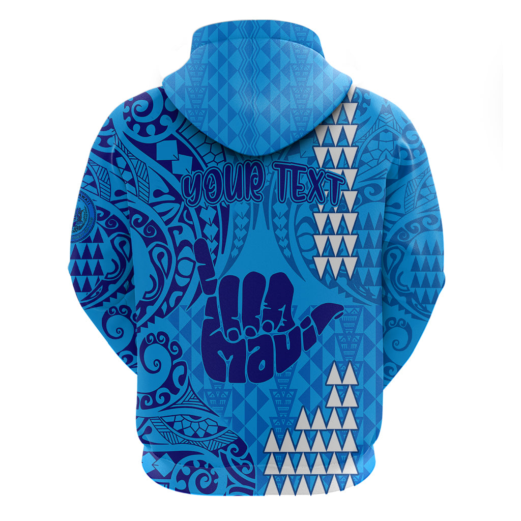 Personalised Strong Maui Hoodie Good Living Hawaii with Shaka Sign Kakau Tribal Blue - Wonder Print Shop