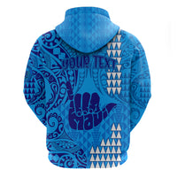 Personalised Strong Maui Hoodie Good Living Hawaii with Shaka Sign Kakau Tribal Blue - Wonder Print Shop