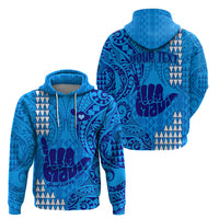 Personalised Strong Maui Hoodie Good Living Hawaii with Shaka Sign Kakau Tribal Blue - Wonder Print Shop