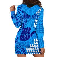 Personalised Strong Maui Hoodie Dress Good Living Hawaii with Shaka Sign Kakau Tribal Blue - Wonder Print Shop