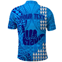 Personalised Strong Maui Polo Shirt Good Living Hawaii with Shaka Sign Kakau Tribal Blue - Wonder Print Shop