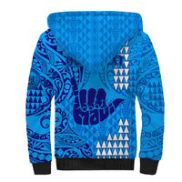 Personalised Strong Maui Sherpa Hoodie Good Living Hawaii with Shaka Sign Kakau Tribal Blue - Wonder Print Shop