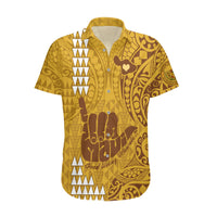 Strong Maui Hawaiian Shirt Good Living Hawaii with Shaka Sign Kakau Tribal Gold - Wonder Print Shop