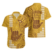 Strong Maui Hawaiian Shirt Good Living Hawaii with Shaka Sign Kakau Tribal Gold - Wonder Print Shop