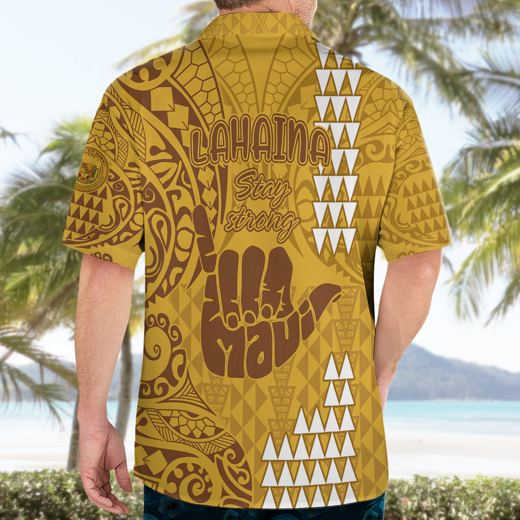 Strong Maui Hawaiian Shirt Good Living Hawaii with Shaka Sign Kakau Tribal Gold - Wonder Print Shop