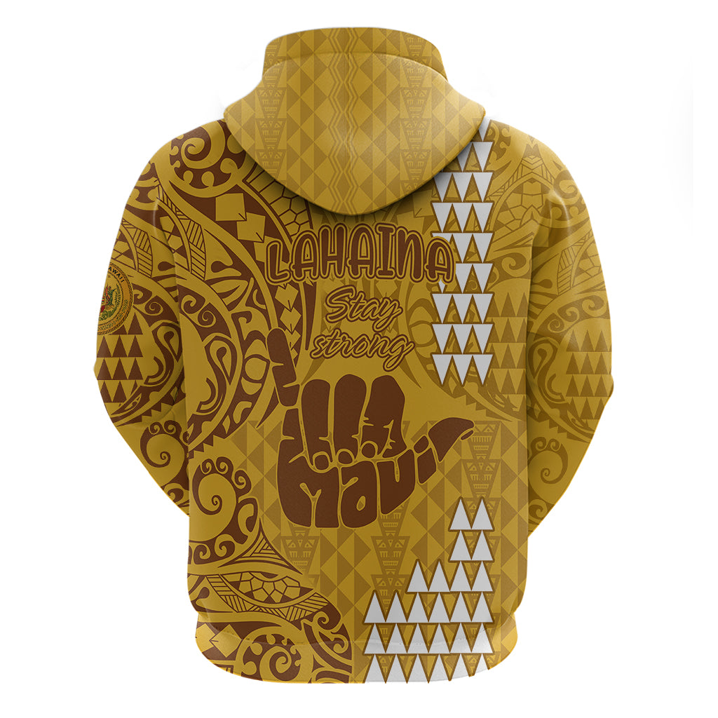 Strong Maui Hoodie Good Living Hawaii with Shaka Sign Kakau Tribal Gold - Wonder Print Shop