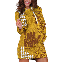 Strong Maui Hoodie Dress Good Living Hawaii with Shaka Sign Kakau Tribal Gold - Wonder Print Shop