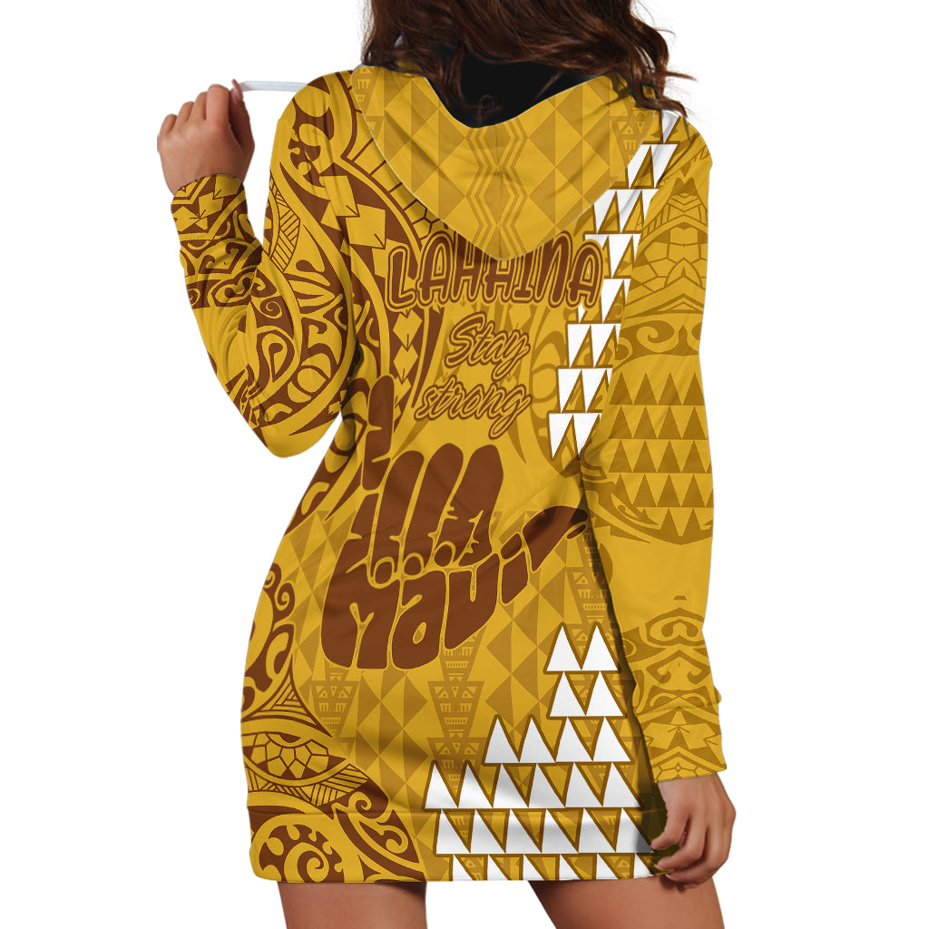Strong Maui Hoodie Dress Good Living Hawaii with Shaka Sign Kakau Tribal Gold - Wonder Print Shop