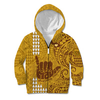 Strong Maui Kid Hoodie Good Living Hawaii with Shaka Sign Kakau Tribal Gold - Wonder Print Shop