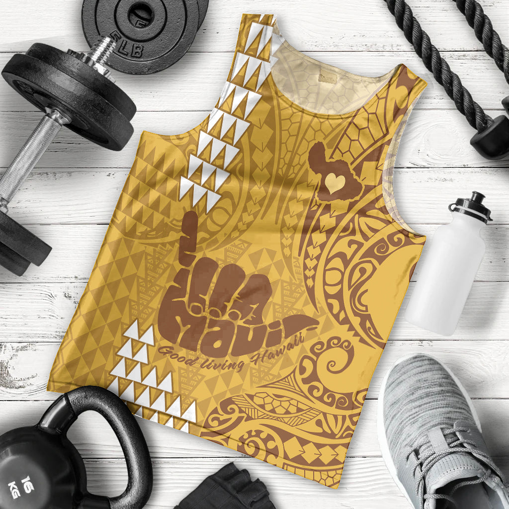 strong-maui-men-tank-top-good-living-hawaii-with-shaka-sign-kakau-tribal-gold