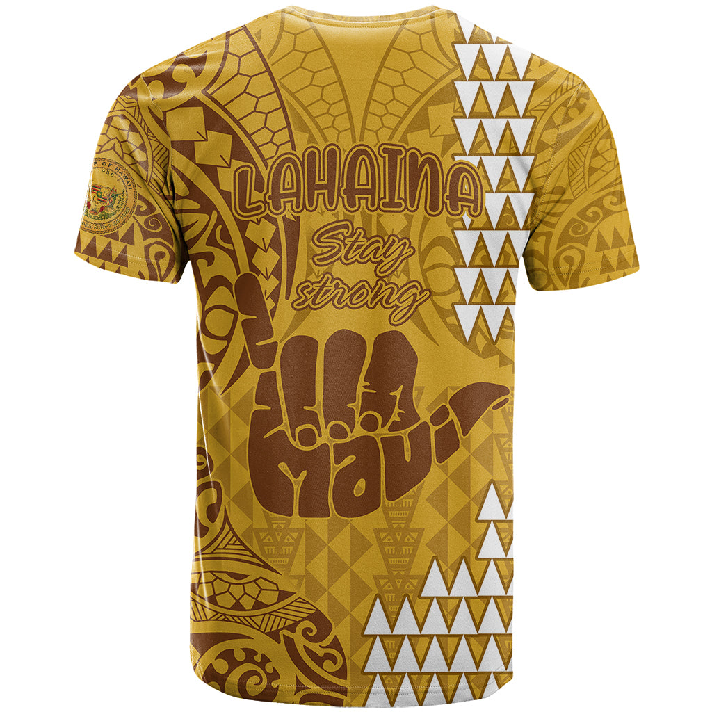 Strong Maui T Shirt Good Living Hawaii with Shaka Sign Kakau Tribal Gold - Wonder Print Shop