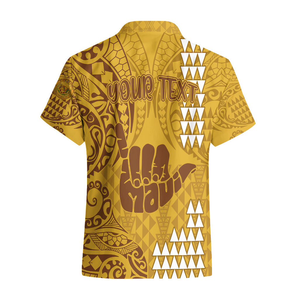 Personalised Strong Maui Hawaiian Shirt Good Living Hawaii with Shaka Sign Kakau Tribal Gold - Wonder Print Shop