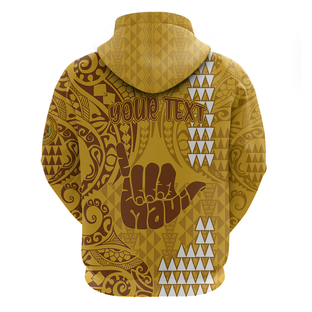 Personalised Strong Maui Hoodie Good Living Hawaii with Shaka Sign Kakau Tribal Gold - Wonder Print Shop