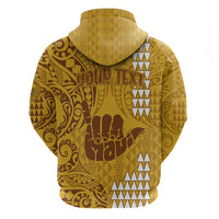 Personalised Strong Maui Hoodie Good Living Hawaii with Shaka Sign Kakau Tribal Gold - Wonder Print Shop