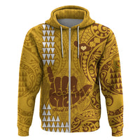 Personalised Strong Maui Hoodie Good Living Hawaii with Shaka Sign Kakau Tribal Gold - Wonder Print Shop