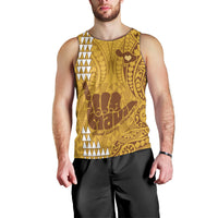 personalised-strong-maui-men-tank-top-good-living-hawaii-with-shaka-sign-kakau-tribal-gold