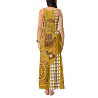 Personalised Strong Maui Tank Maxi Dress Good Living Hawaii with Shaka Sign Kakau Tribal Gold - Wonder Print Shop