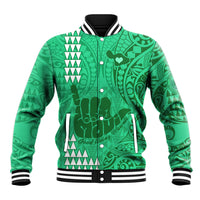 Strong Maui Baseball Jacket Good Living Hawaii with Shaka Sign Kakau Tribal Green LT9 - Wonder Print Shop