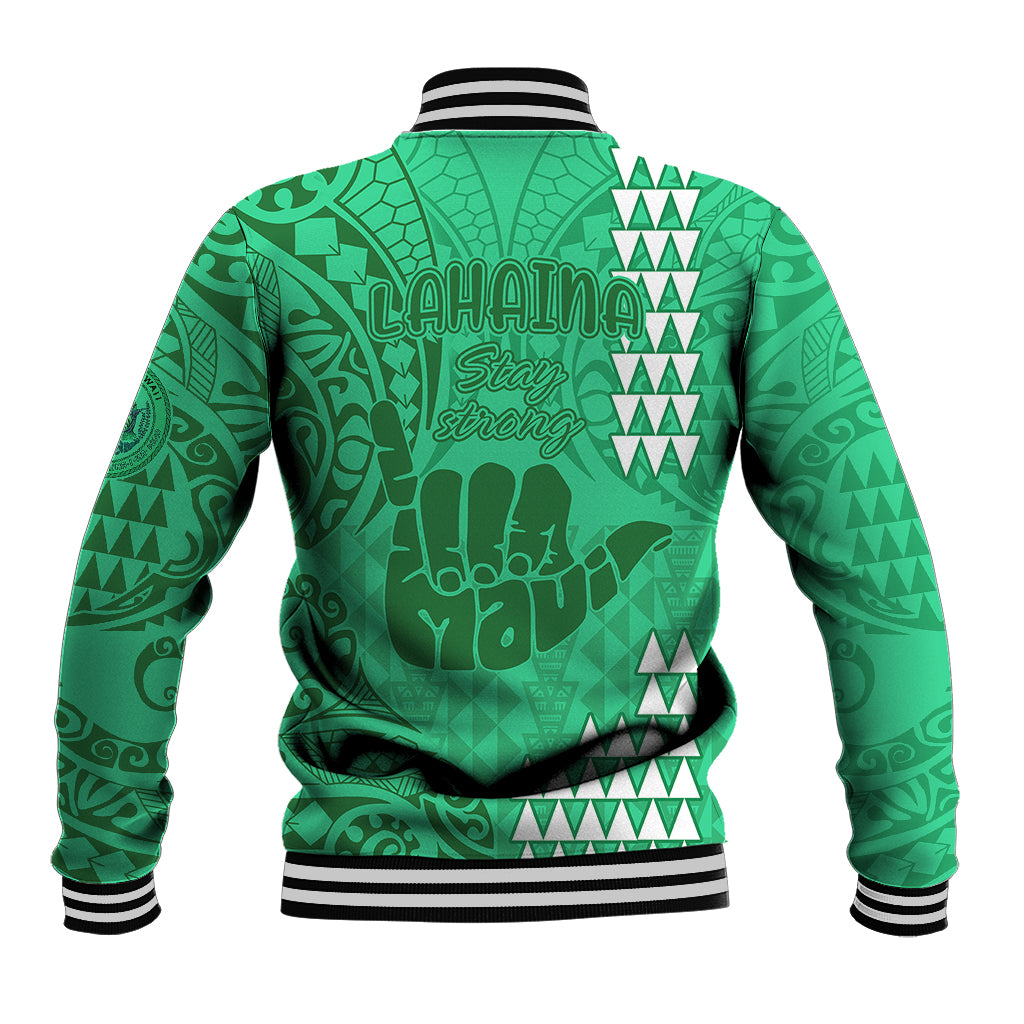 Strong Maui Baseball Jacket Good Living Hawaii with Shaka Sign Kakau Tribal Green LT9 - Wonder Print Shop