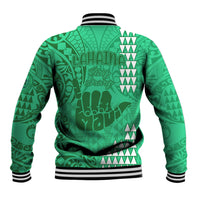Strong Maui Baseball Jacket Good Living Hawaii with Shaka Sign Kakau Tribal Green LT9 - Wonder Print Shop
