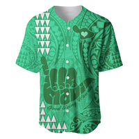 Strong Maui Baseball Jersey Good Living Hawaii with Shaka Sign Kakau Tribal Green LT9 - Wonder Print Shop
