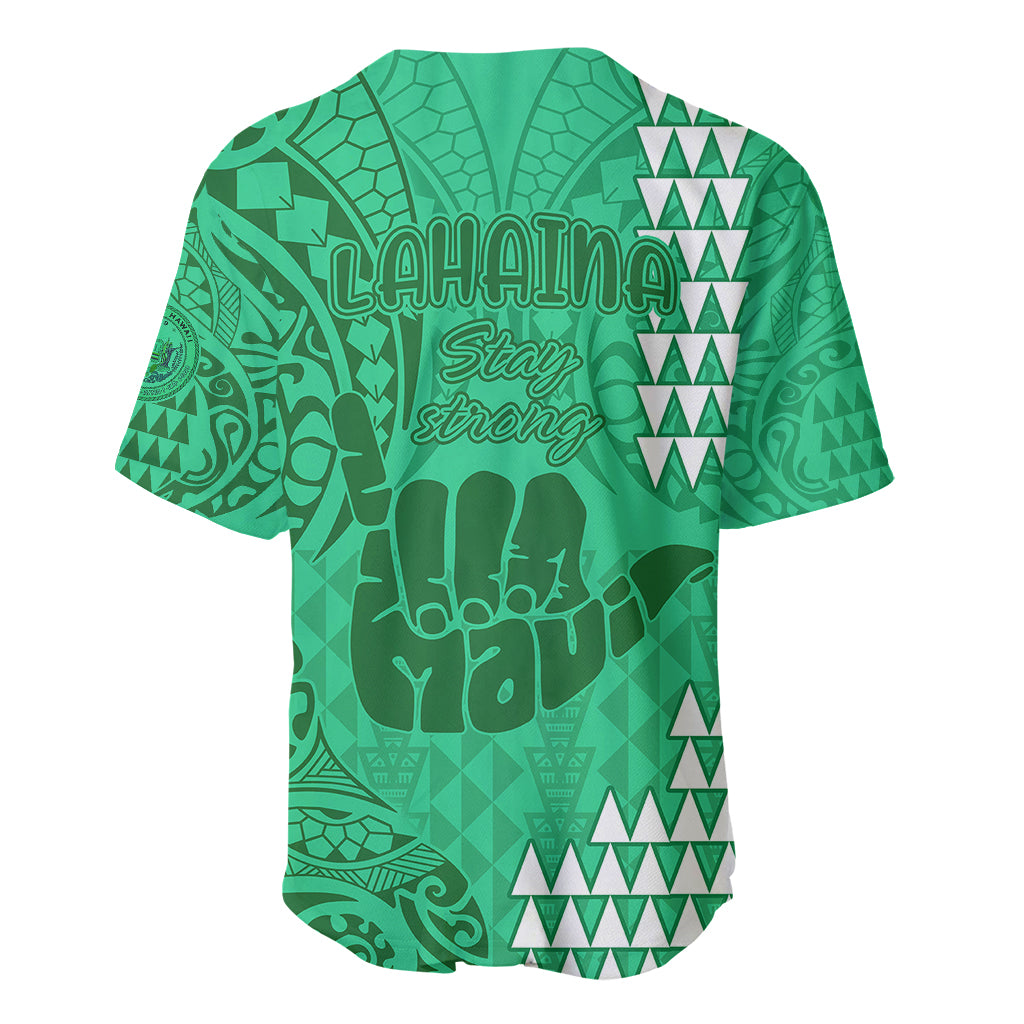 Strong Maui Baseball Jersey Good Living Hawaii with Shaka Sign Kakau Tribal Green LT9 - Wonder Print Shop