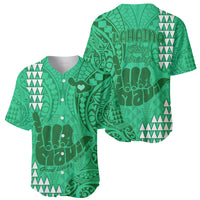 Strong Maui Baseball Jersey Good Living Hawaii with Shaka Sign Kakau Tribal Green LT9 - Wonder Print Shop