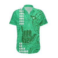 Strong Maui Hawaiian Shirt Good Living Hawaii with Shaka Sign Kakau Tribal Green - Wonder Print Shop