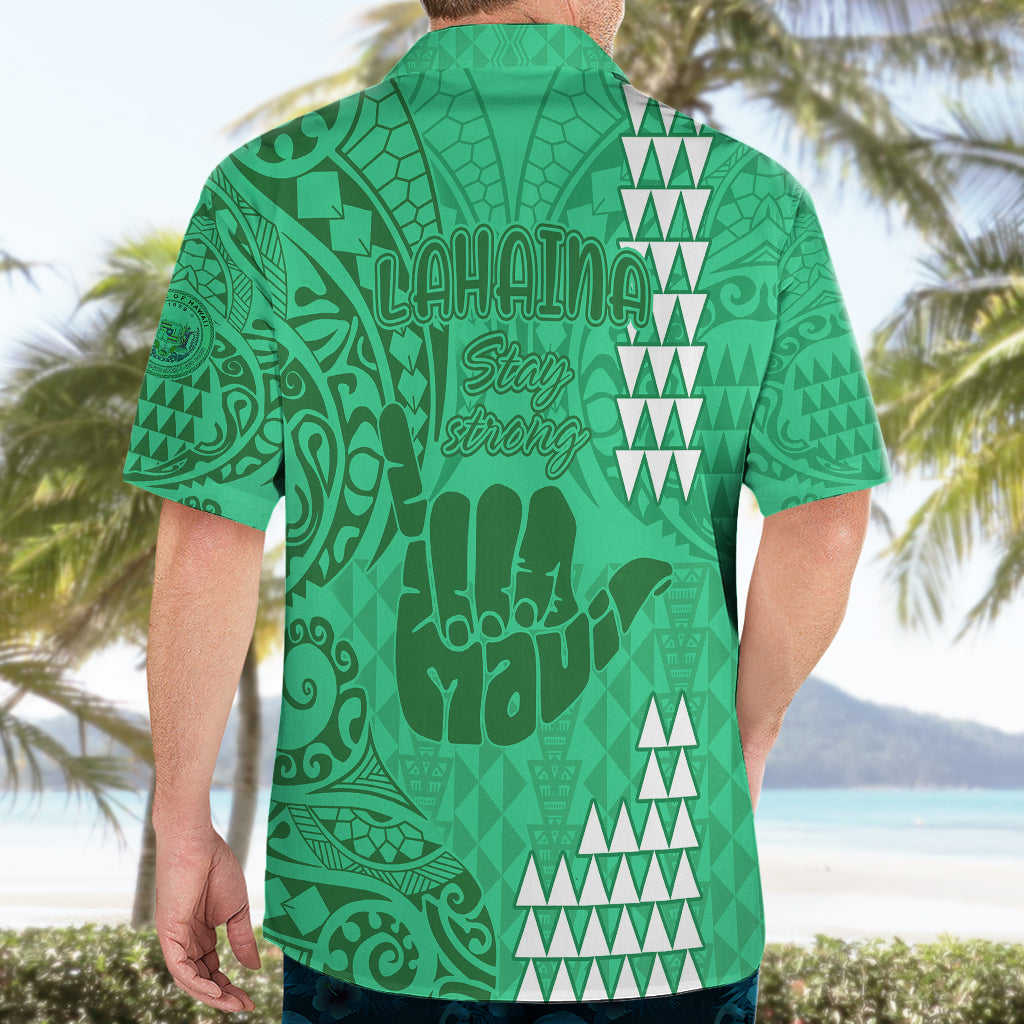 Strong Maui Hawaiian Shirt Good Living Hawaii with Shaka Sign Kakau Tribal Green - Wonder Print Shop