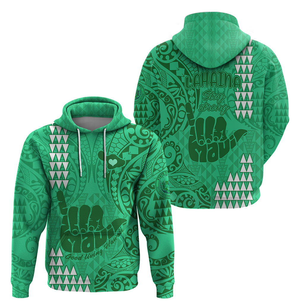 Strong Maui Hoodie Good Living Hawaii with Shaka Sign Kakau Tribal Green - Wonder Print Shop