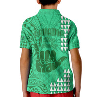 Strong Maui Kid Polo Shirt Good Living Hawaii with Shaka Sign Kakau Tribal Green - Wonder Print Shop