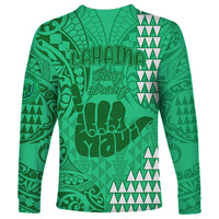 Strong Maui Long Sleeve Shirt Good Living Hawaii with Shaka Sign Kakau Tribal Green - Wonder Print Shop